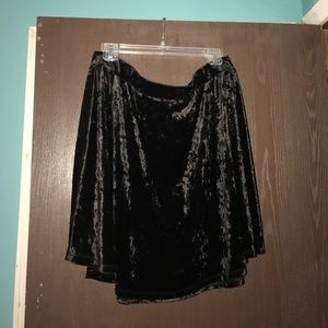 Black velvet skater skirt
