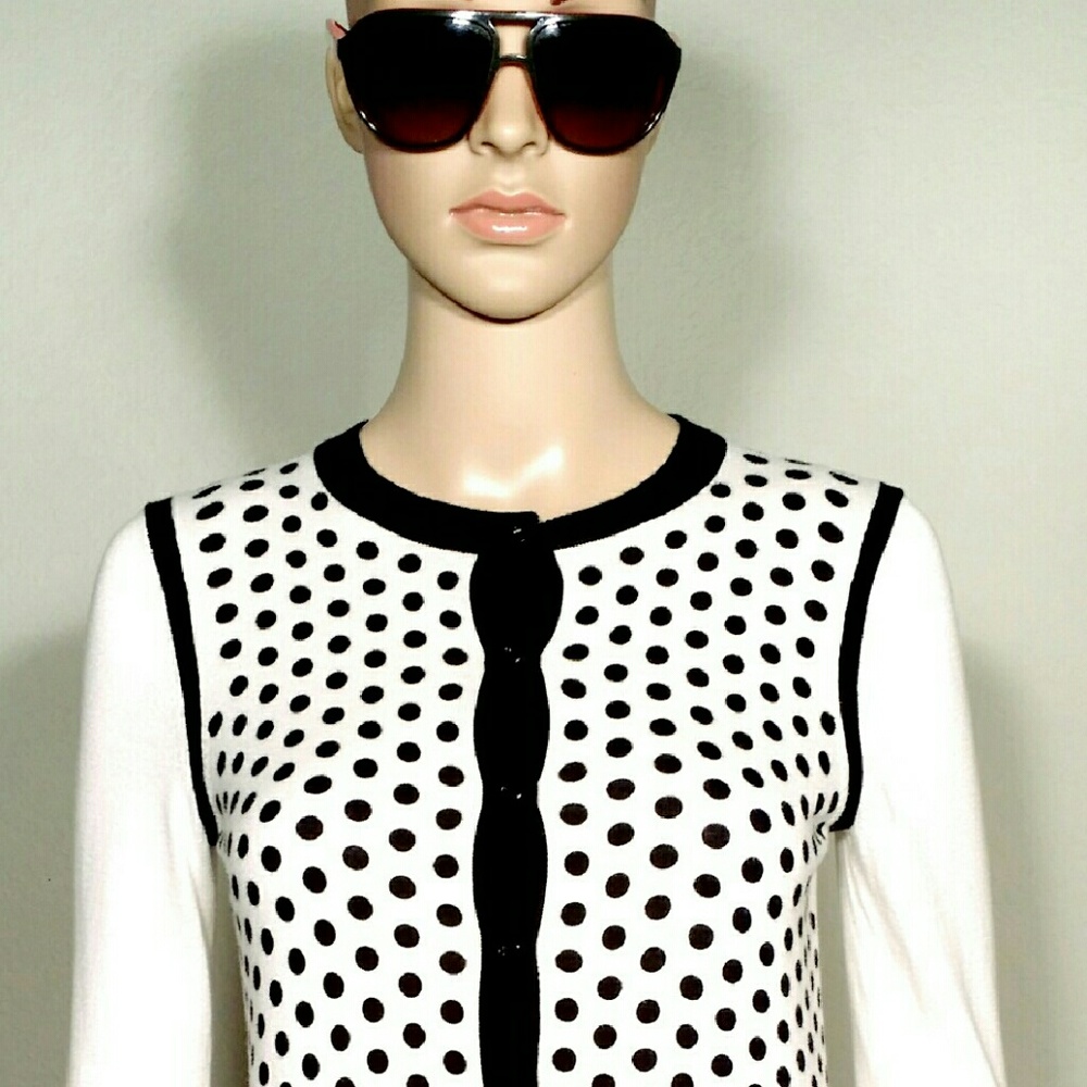 Anne Taylor Loft Womens White Button Cardigan