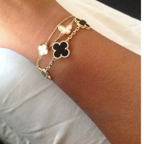 Jewelry - Black and Gold Clover Bracelet