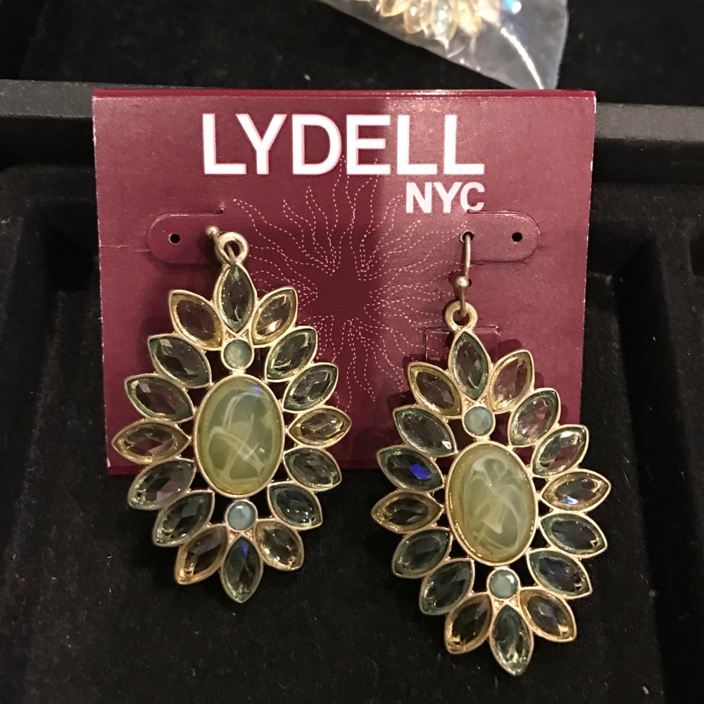 Green and gold floral earrings