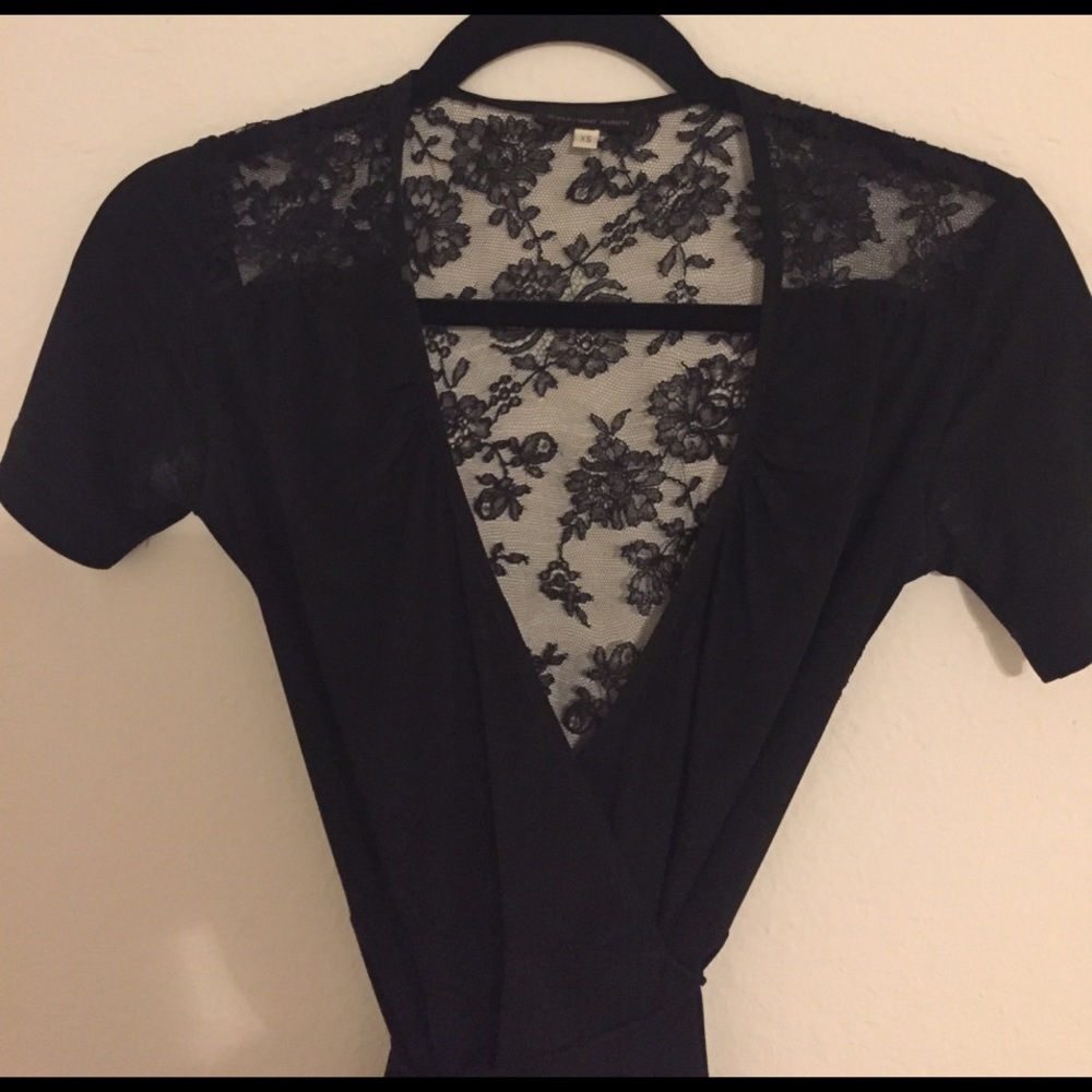 Lace back wrap dress