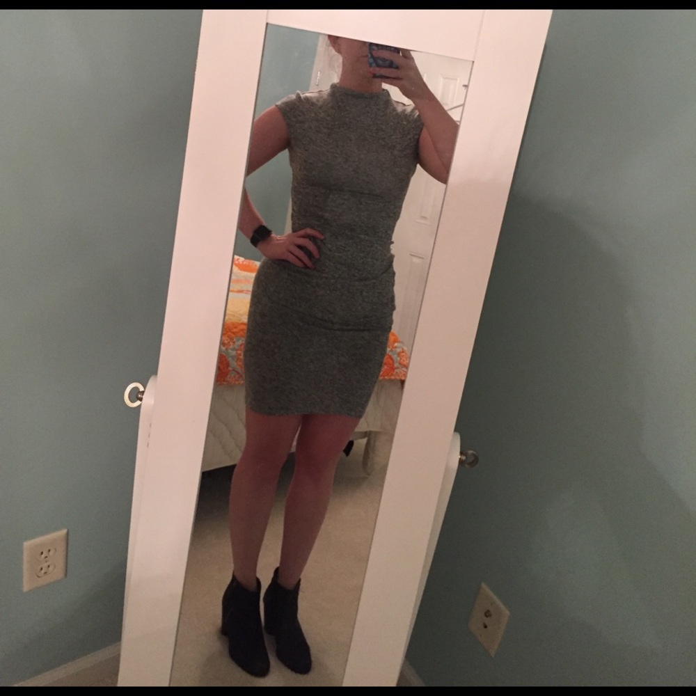 High Neck Grey Jersey Dress