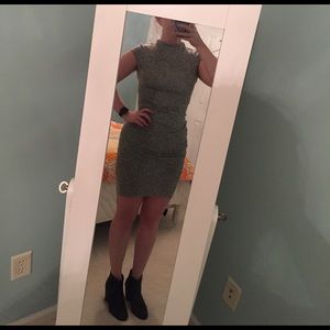 High Neck Grey Jersey Dress