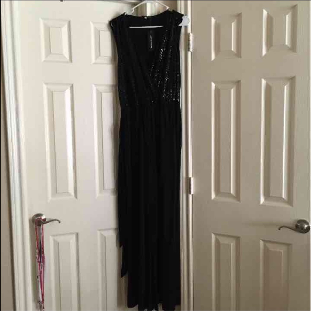 Black sequined jumpsuit