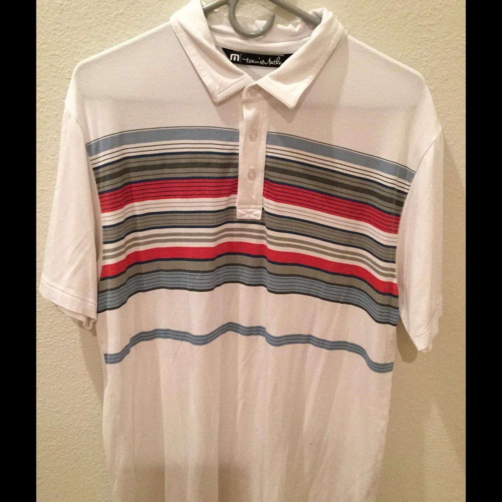 TravisMathew Golf Polo. White/Color. Size Large