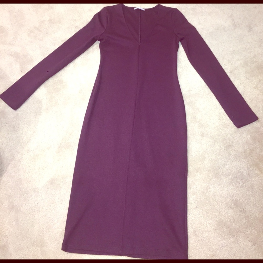 Zara Basic burgundy pencil dress
