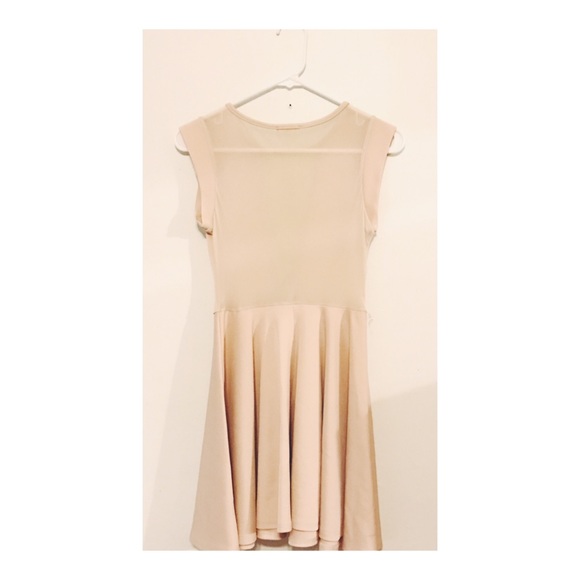 Nude Scuba Dress with V Mesh Neck and Mesh Back - Picture 2 of 3