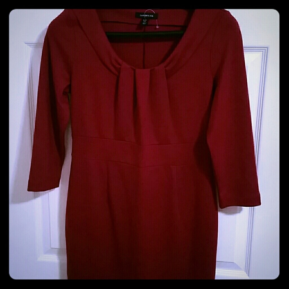 Burgundy  3/4 sleeve LAND'S END dress