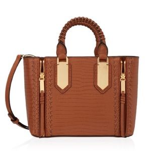 Henri Bendel A-List Croco Satchel in Med Brown