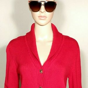 Ralph Lauren Womens Red Button Cardigan