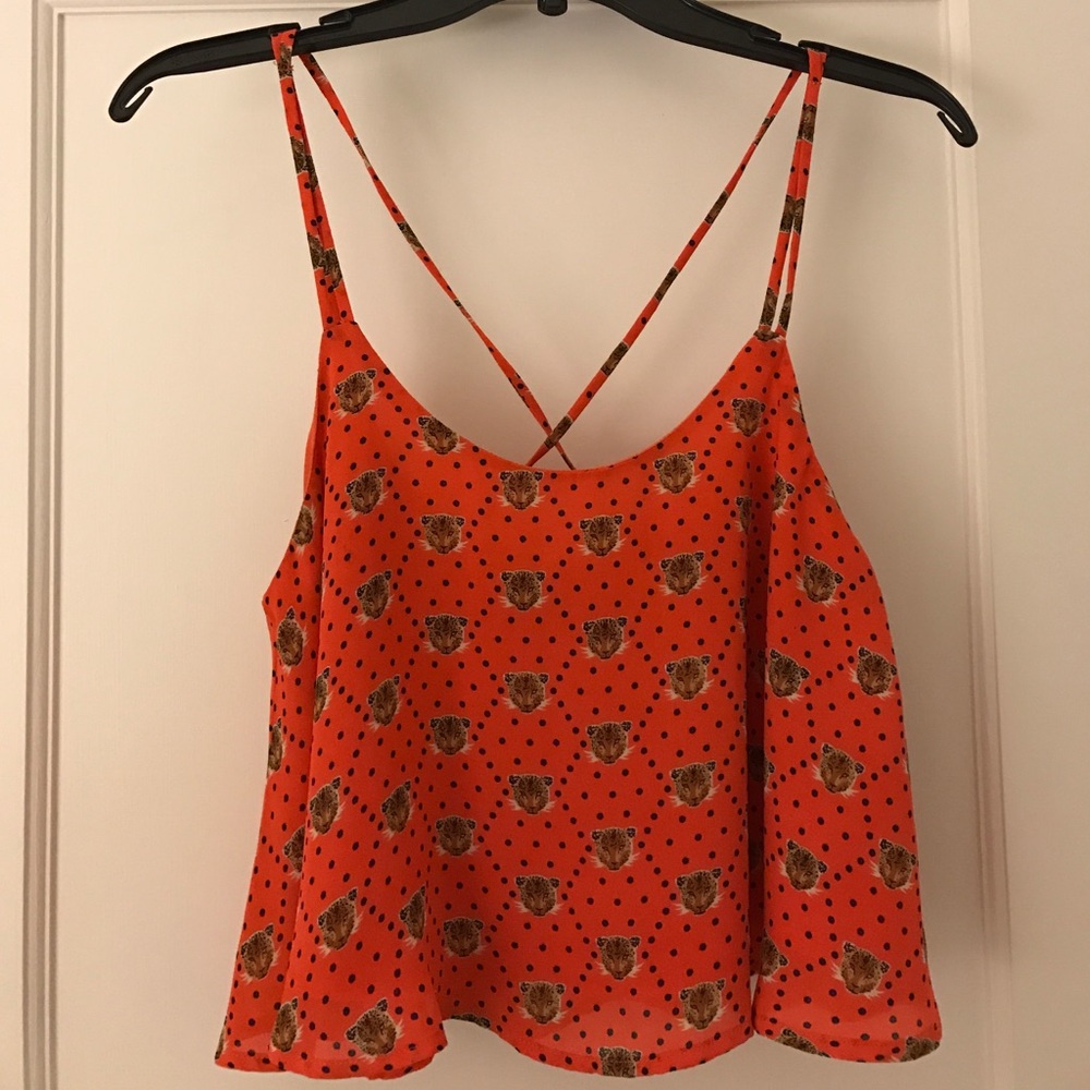 Orange tiger print crop top