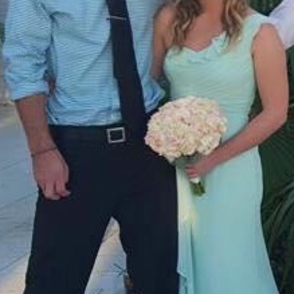 Flowy sea foam gown