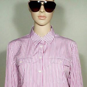 Ralph Lauren Purple Striped Button Down Blouse