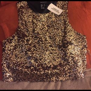 Gold and black crop top