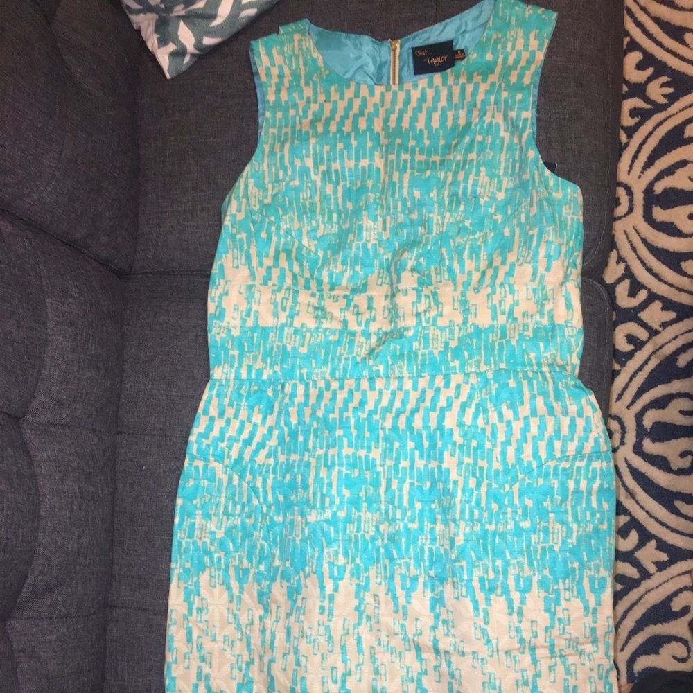 Turquoise and tan dress, size 8