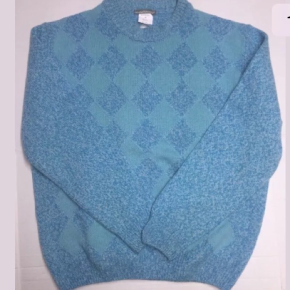 Marronetto-Merino Wool Blue Diamond Pattern XL NWD - Picture 2 of 4