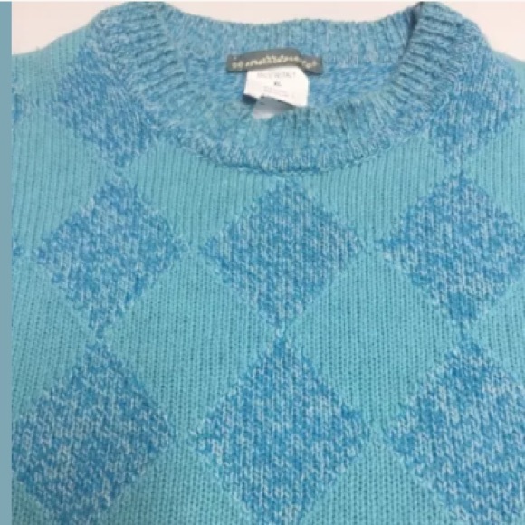 Marronetto-Merino Wool Blue Diamond Pattern XL NWD - Picture 3 of 4