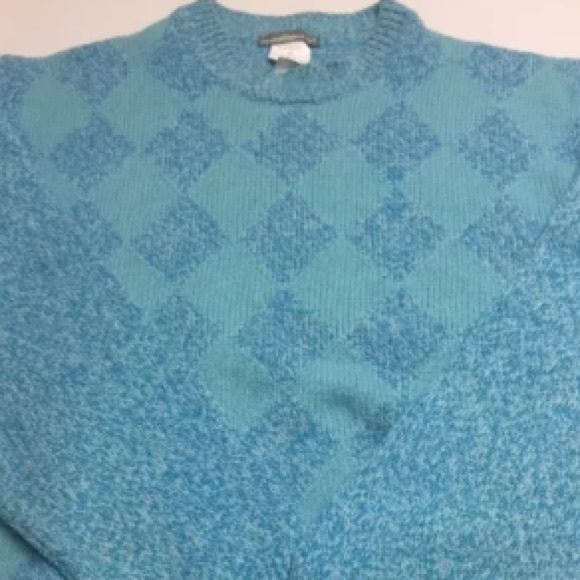 Marronetto-Merino Wool Blue Diamond Pattern XL NWD - Picture 4 of 4
