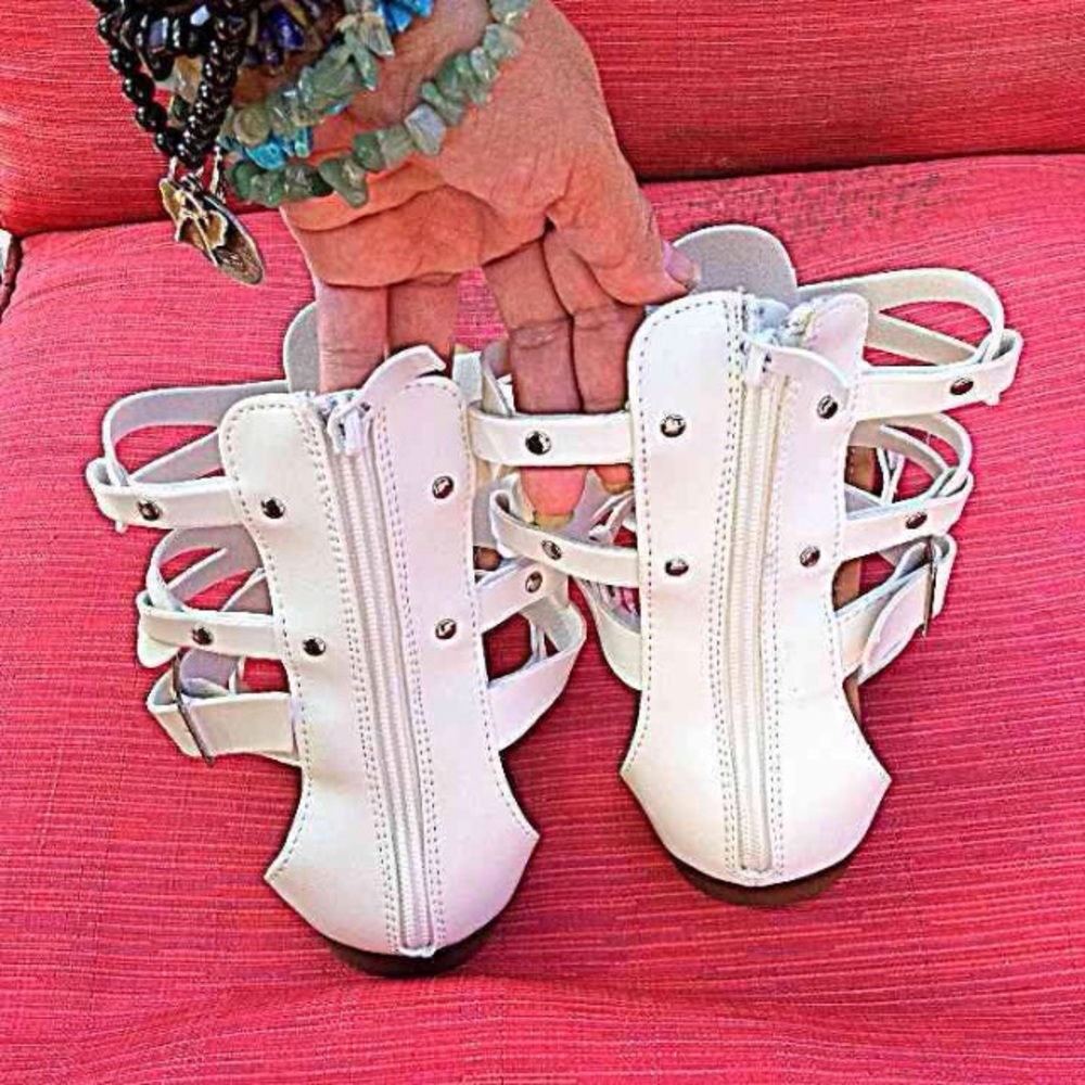 Gladiator Straps Leather Open Toe Flat Sandals - image 3