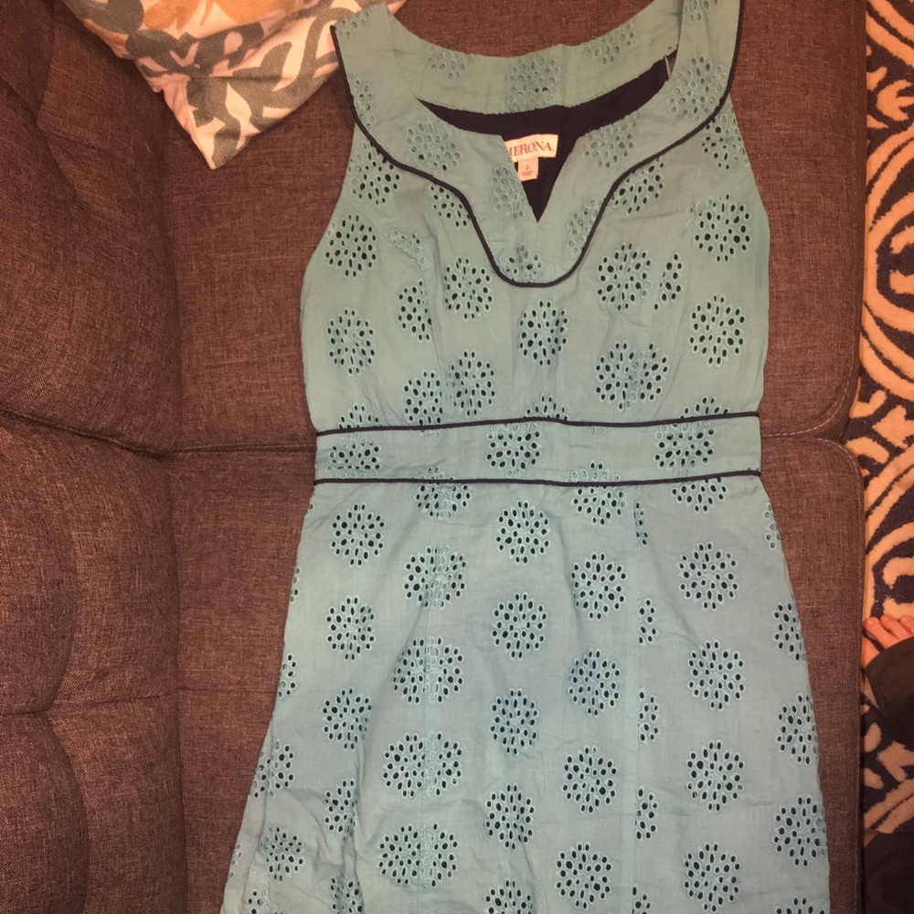 Medina teal and navy lace overlay dress, size 2