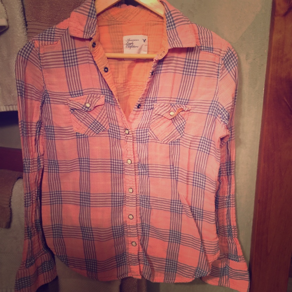 Plaid American eagle button up