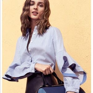 Bcbg Thelma ruffled sleeve top. Blouse. New.