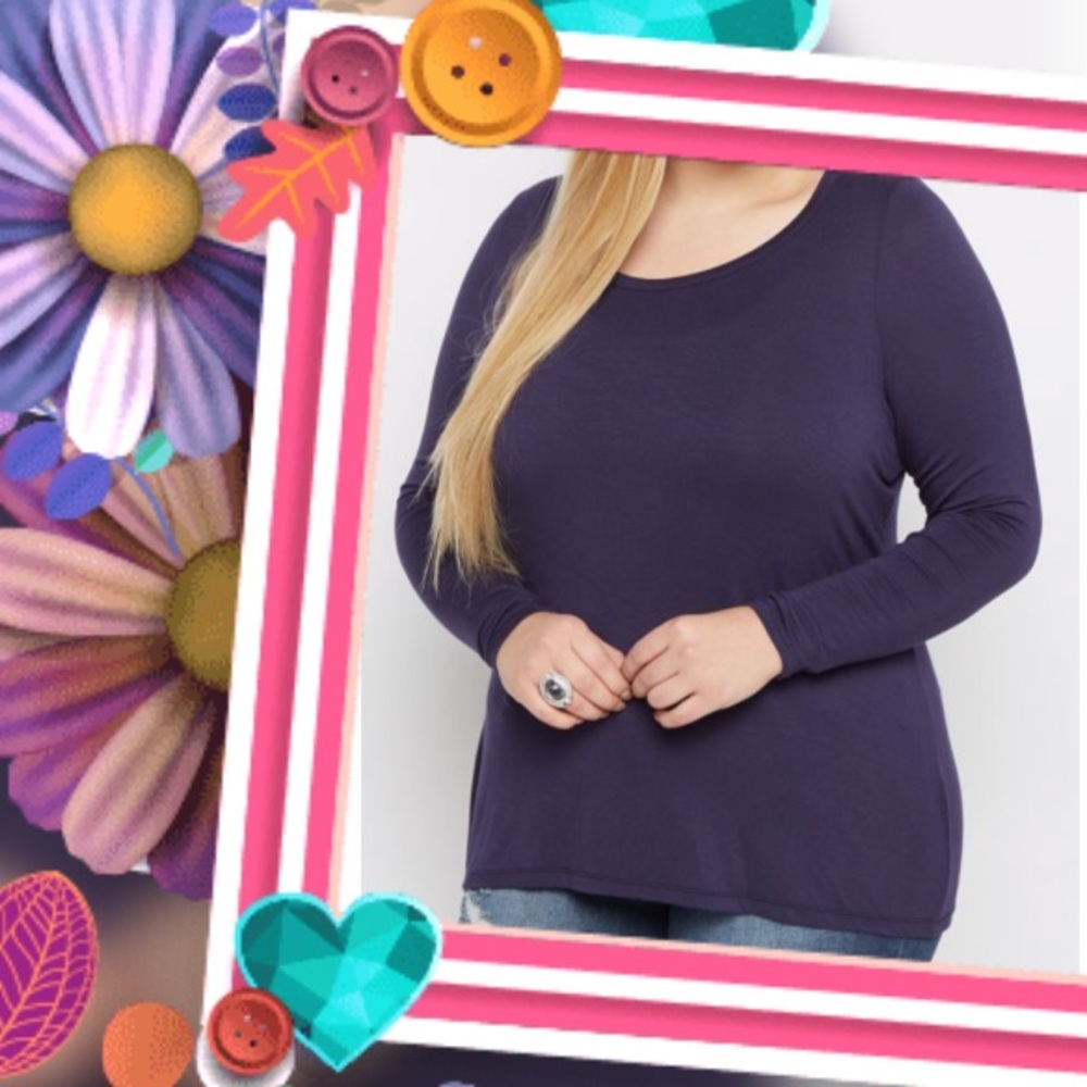 Plus Navy Scoop Neck Top