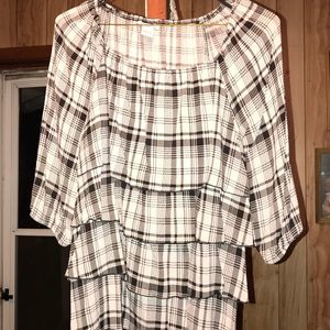 Ruffled Black and White Blouse