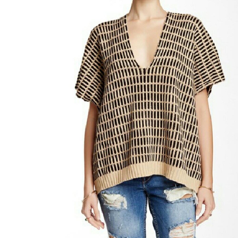 Free People Something Special Zip Back Sweater szM