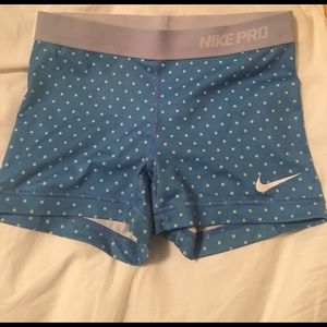 Blue with white Polk a dot Nike pros