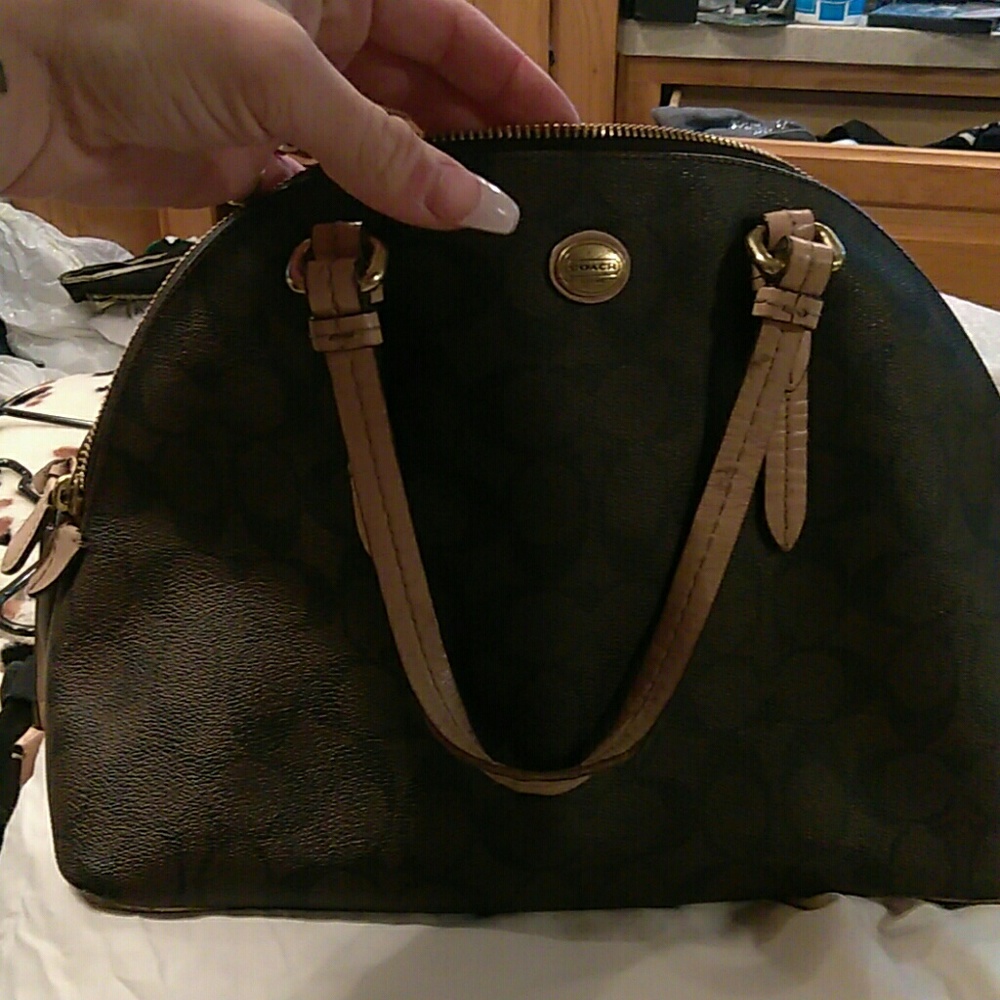 Coach Tan & Brown small-Med purse