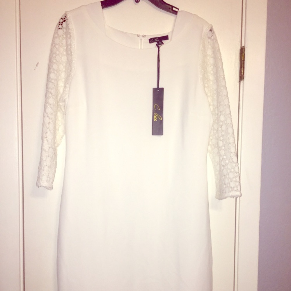 NWT Boutique 3/4 sleeve white dress