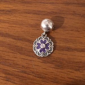 Pandora purple flower enamel clip