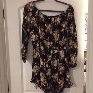 Charlotte Russe black floral long sleeve romper