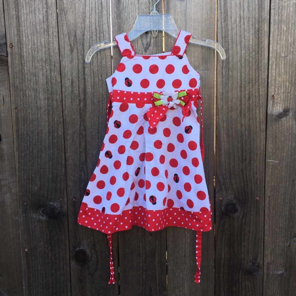 Red & white kids lady bug dress