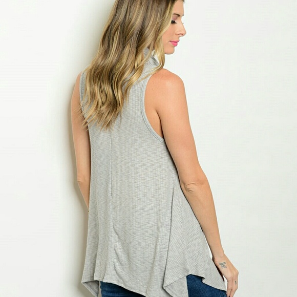 Grey slub knit top - Picture 2 of 2