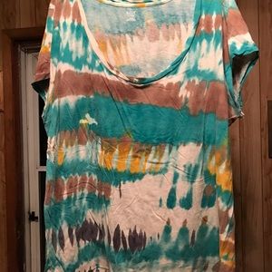 Brown Blue White Yellow Short Sleeve Tee