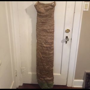 Nicole Miller Strapless Techno Metal Gown