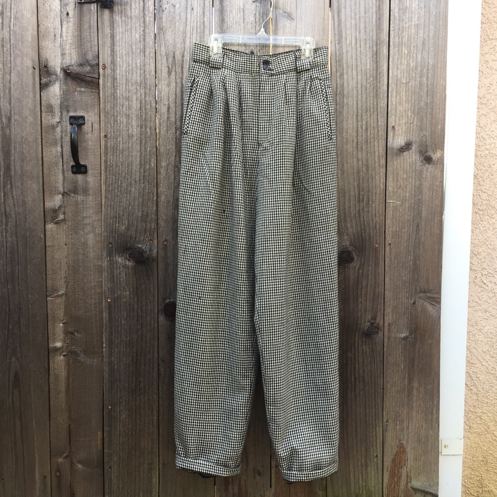 wool vintage women's plaid high waisted crop pants