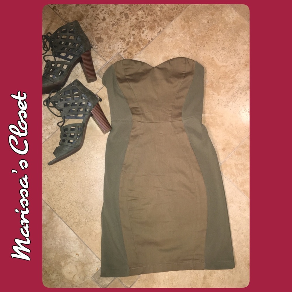 H&M Army Green Strapless Dress 👗