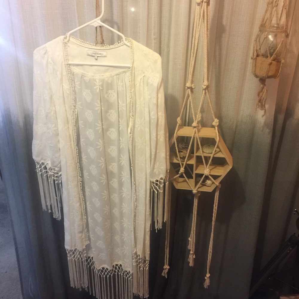 Zara Embroidered Fringe Kimono