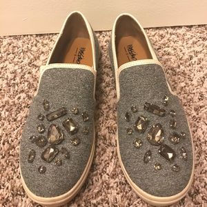 MOSSIMO grey slip ons with jewels