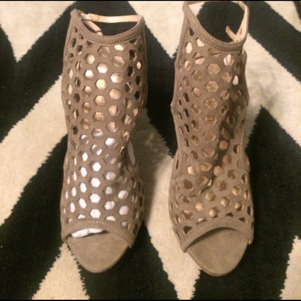 Taupe Cathy Jean Cut Out Heels