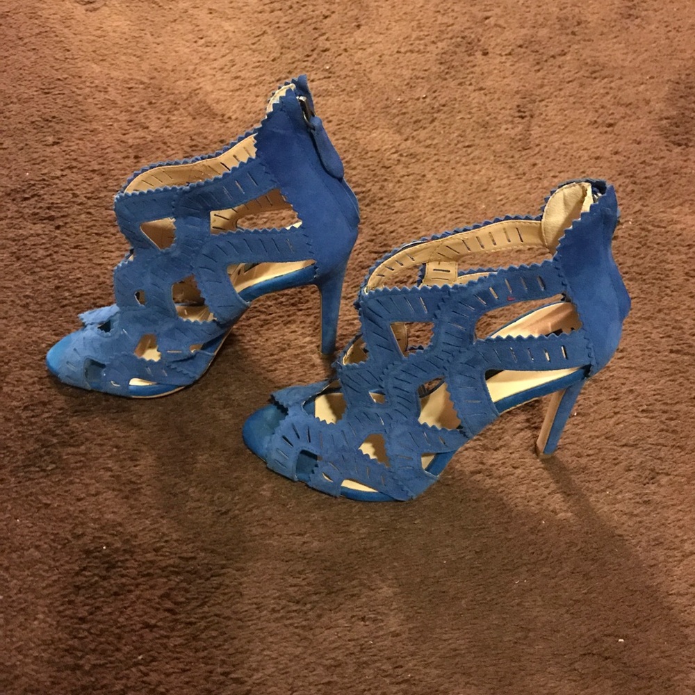 Zara Suede Blue Heels