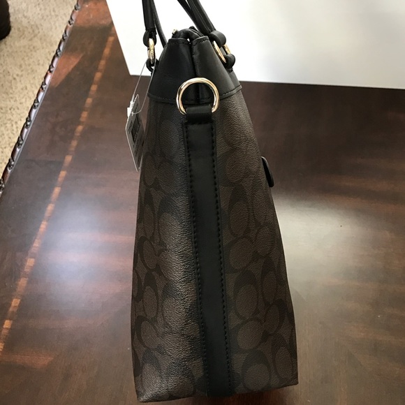 ❤️SOLD❤️ Coach TYLER TOTE SIGNATURE BROWN BLACK - Picture 6 of 8