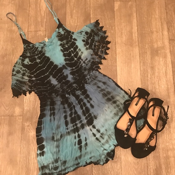 Japana Pants - Japana Boho Romper Blue Black Tie Dye
