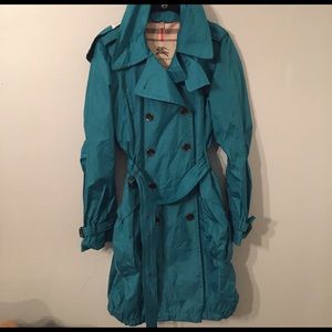 Teal Authentic Burberry hooded trench