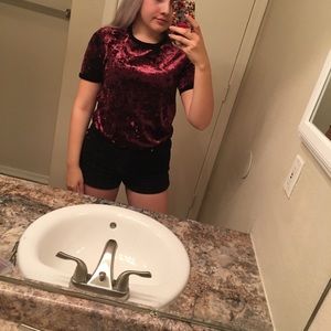 Burgundy velvet T-shirt