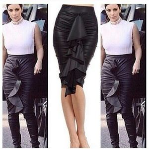 Leather Ruffle Skirt