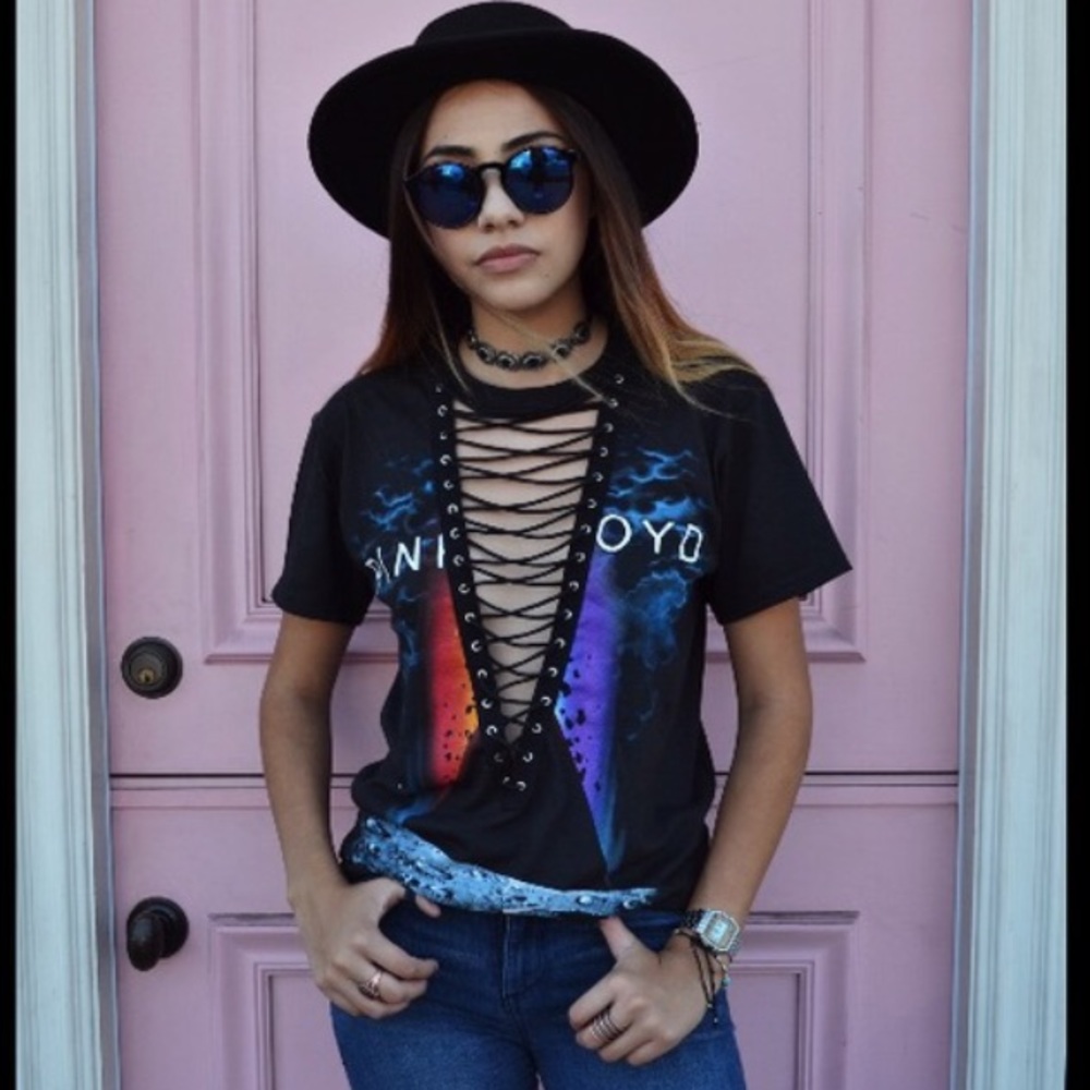 Pink Floyd lace up band tee